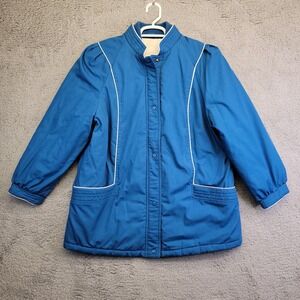 Vintage Ryan Scott Jacket Womens 16 Blue Granny Grandma Chore Barn Insulated 80s